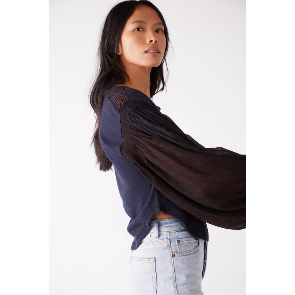 NWT Free People Light Magic Henley / Deepest Navy - Picture 3 of 5